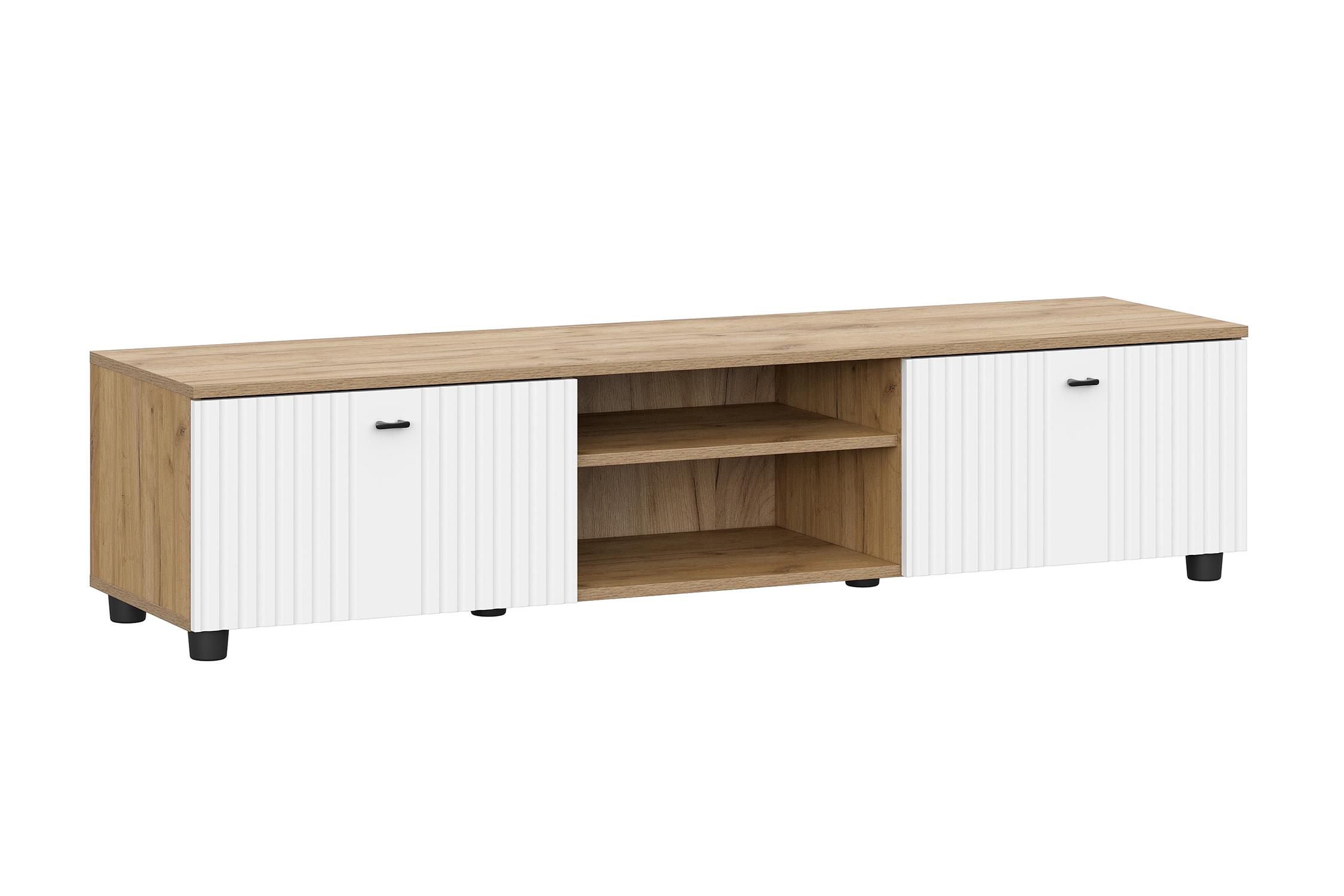 ТВ-тумба с нишей Милан дуб золотой / белый матовый