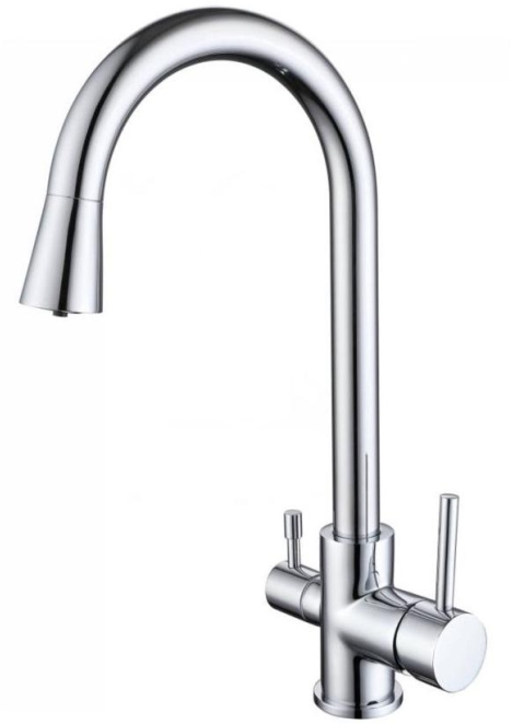 AQ1085CR ВЕГА смеситель для кухни с подключением к фильтру воды (полукруглый излив)