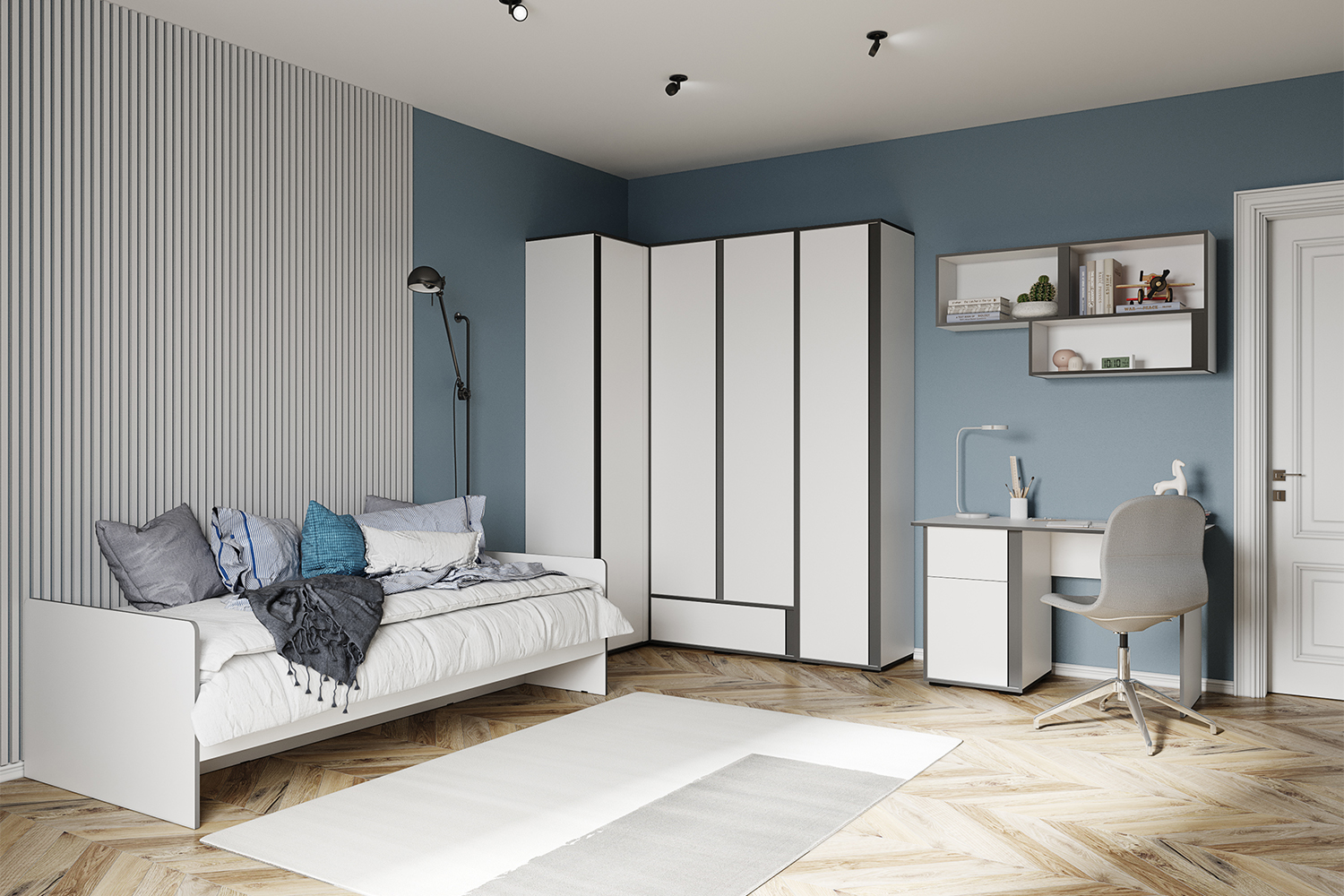 Стол письменный Асцелла, Белый, Графит серый Стол письменный Асцелла, Белый, Графит серый