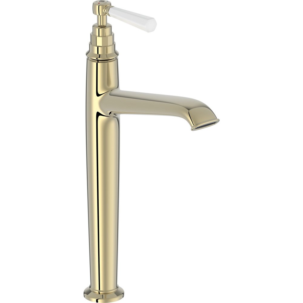 E24309-BGG CLEO 1889 смеситель для раковины высокий,без донного клапана бежевое золото