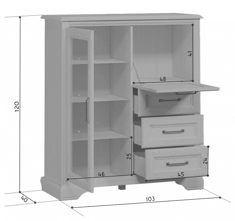 Тумба-витрина Стилиус KOM1W1B3S
