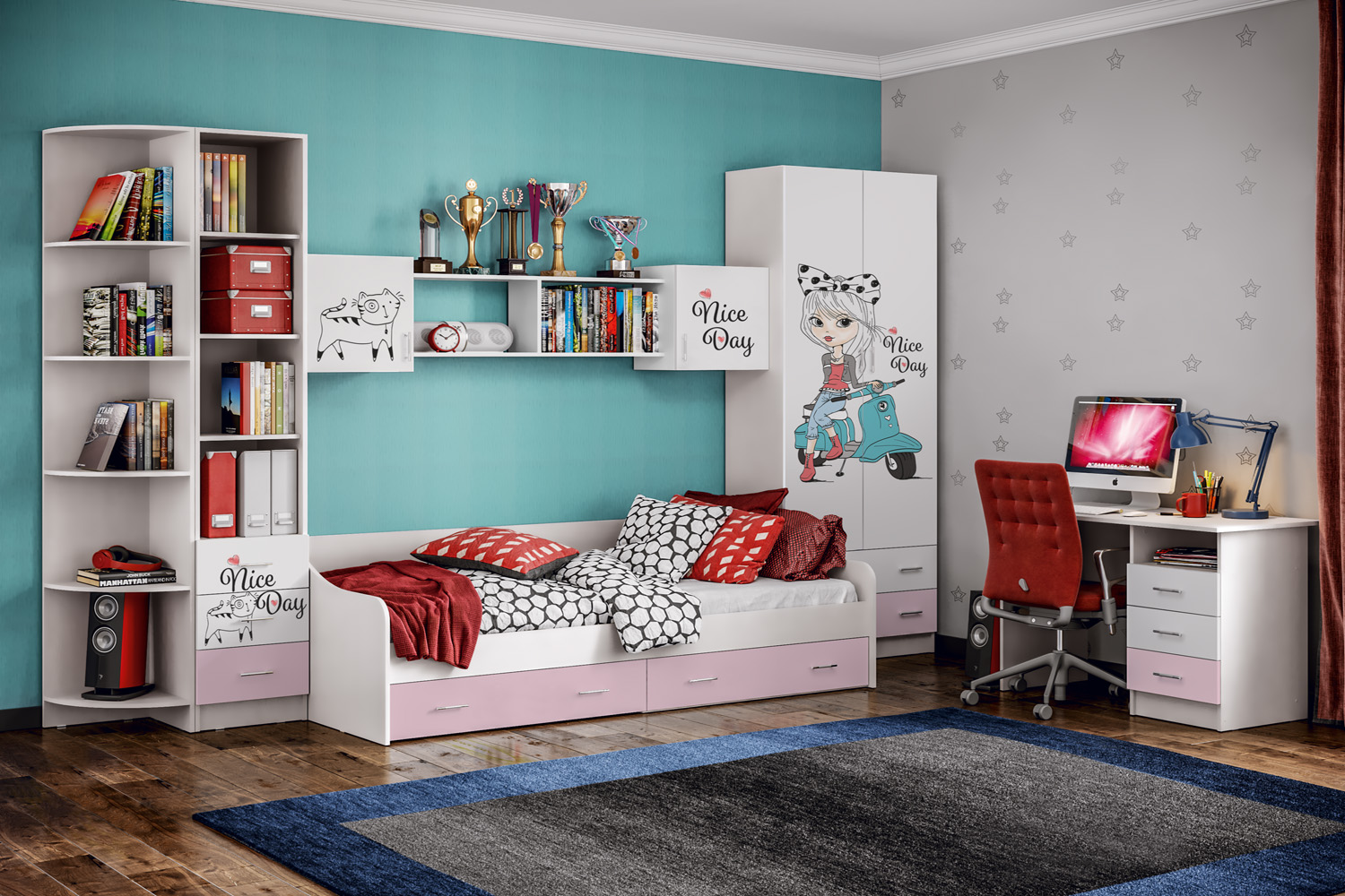 Кровать детская с ящиками FASHION 1, Белый