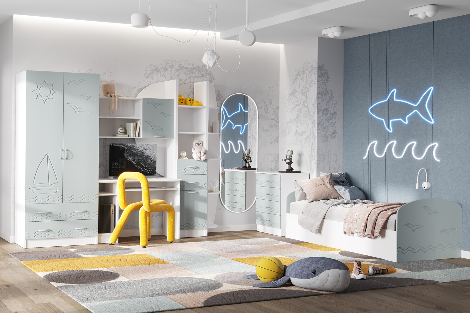 Кровать Юниор-2, Шарли Бриз, Белый