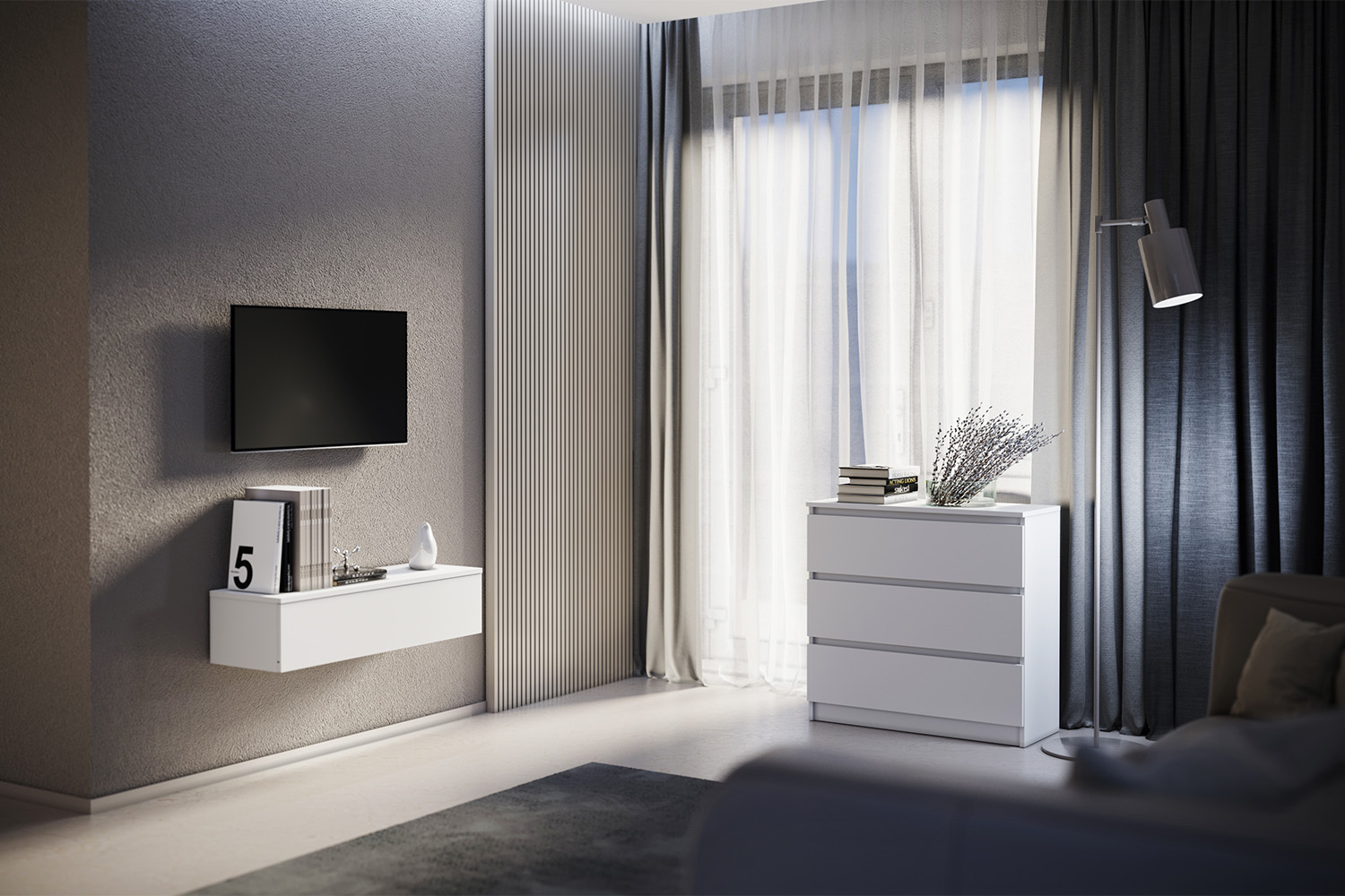 Тумба подвесная Челси, Белый глянец холодный, Белый