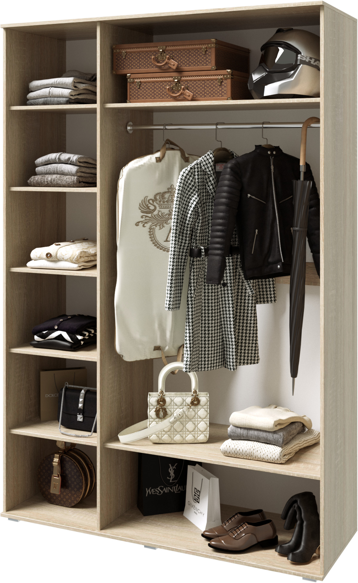 Шкаф трехстворчатый Ким, Белый глянец холодный, Сонома