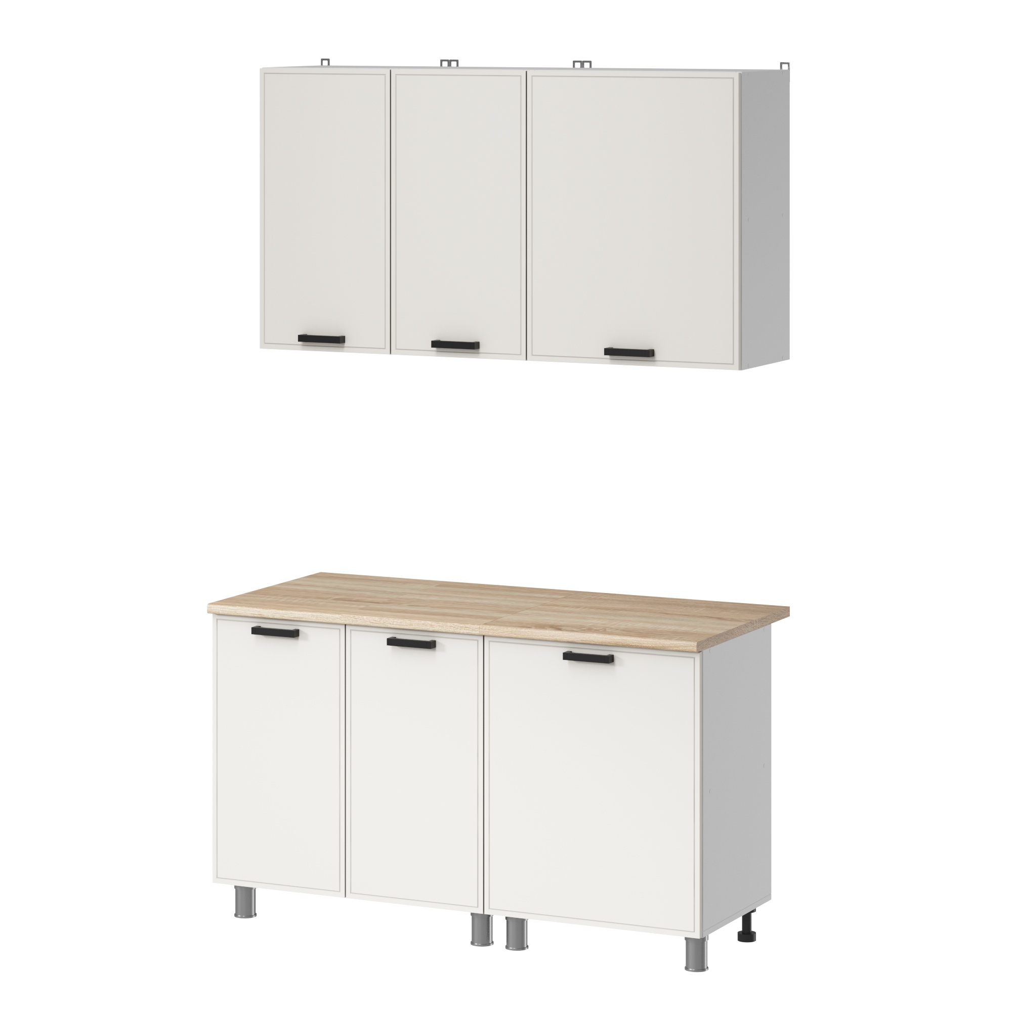 МК Аленушка 1,4м Магнолия Молочный,скоба черный,сонома