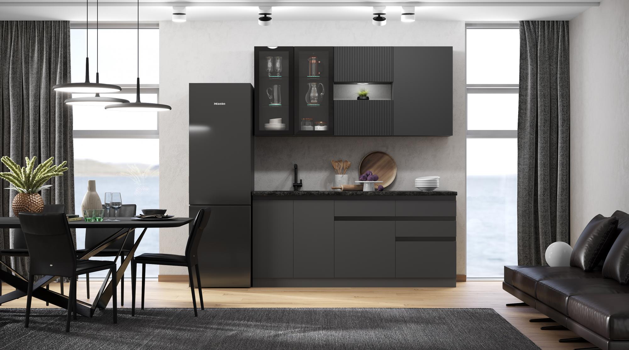 Кухня Техно-6 2,0м (Графит/Графит софт NEW)