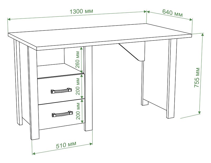Стол письменный Бартоло СТД-130 с ТБД