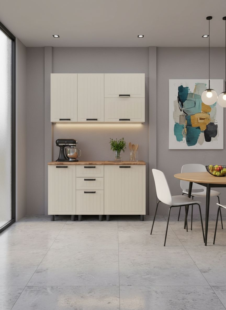 МК Аленушка 1,4м с ящ. Орхидея Крем,скоба черный,сонома