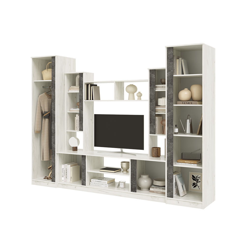 Гостиная Атлантида 5, Бетон темный, Дуб крафт белый Гостиная Атлантида 5, Бетон темный, Дуб крафт белый