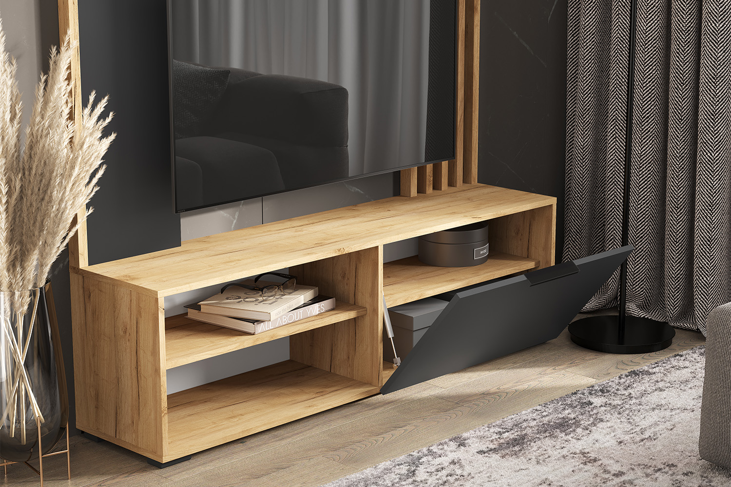 Гостиная Роджина, Графит, Дуб крафт Гостиная Роджина, Графит, Дуб крафт