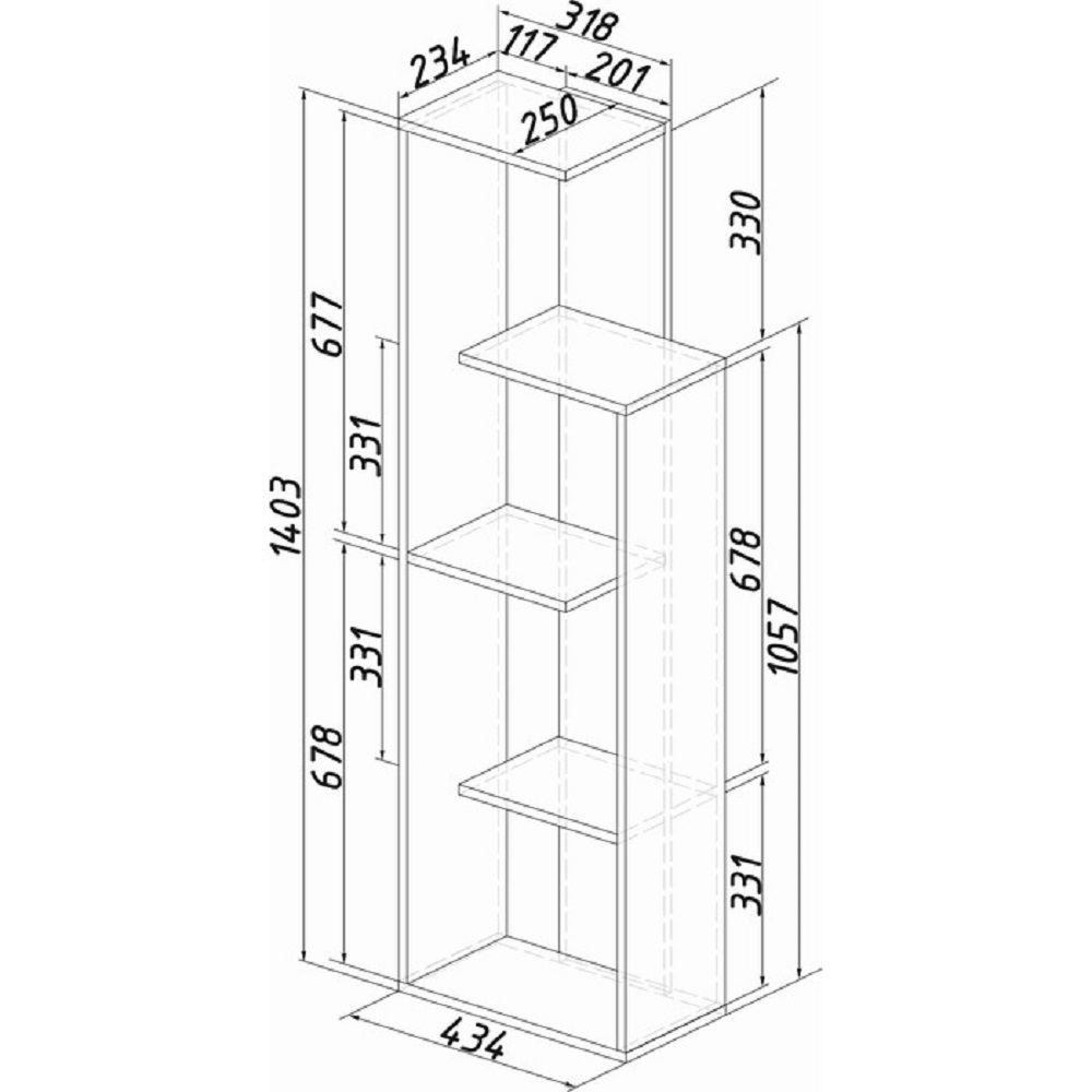 Стеллаж Бейсик 1, венге/лоредо