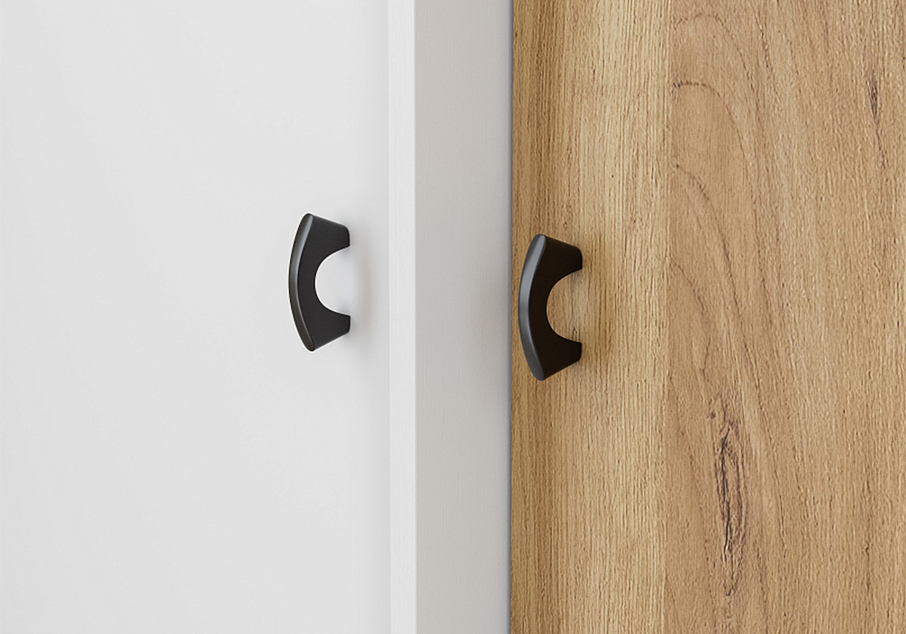 Шкаф 2-х створчатый комбинированный Анри белый текстурный / дуб золотой / железный камень