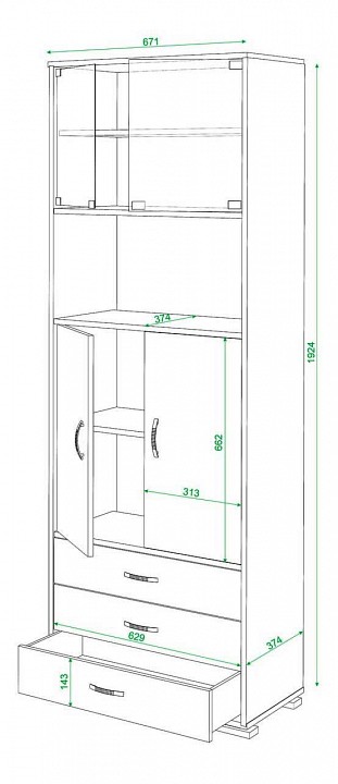Шкаф комбинированный Домино СБ-220М