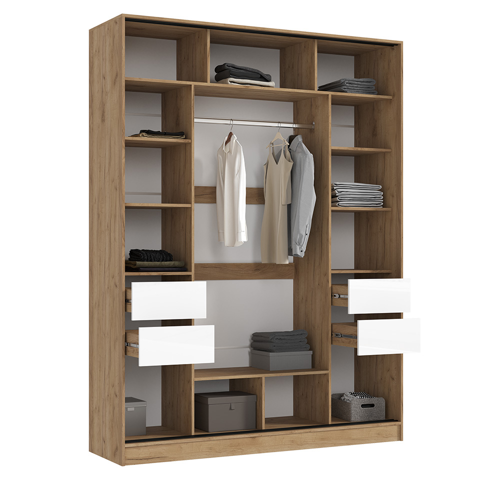 Шкаф-купе Роджина (1800), Дуб крафт, Белый глянец