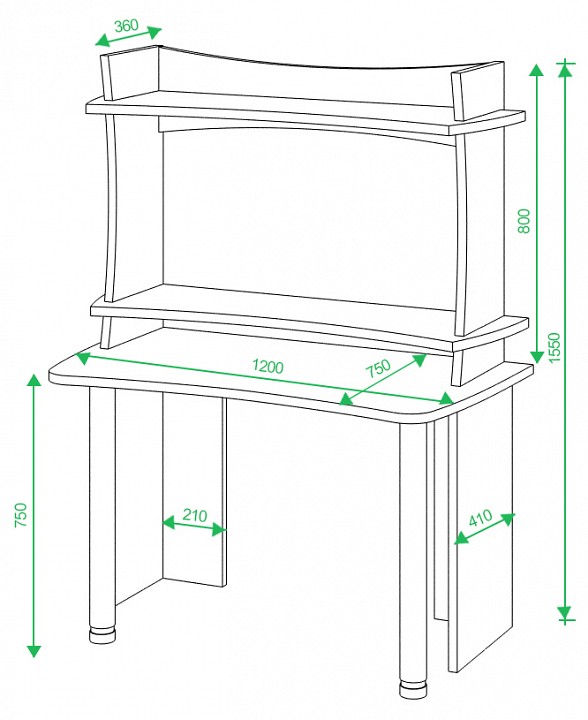 Стол компьютерный Домино Lite СКЛ-Софт120+НКИЛ120