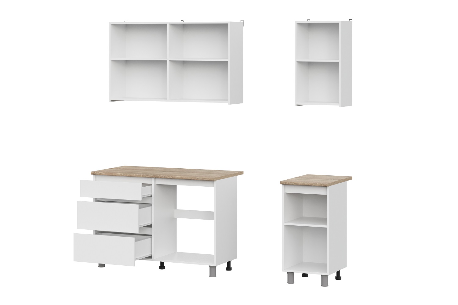 Готовая кухня Денвер 1,6 м, Белый, Дуб Сонома