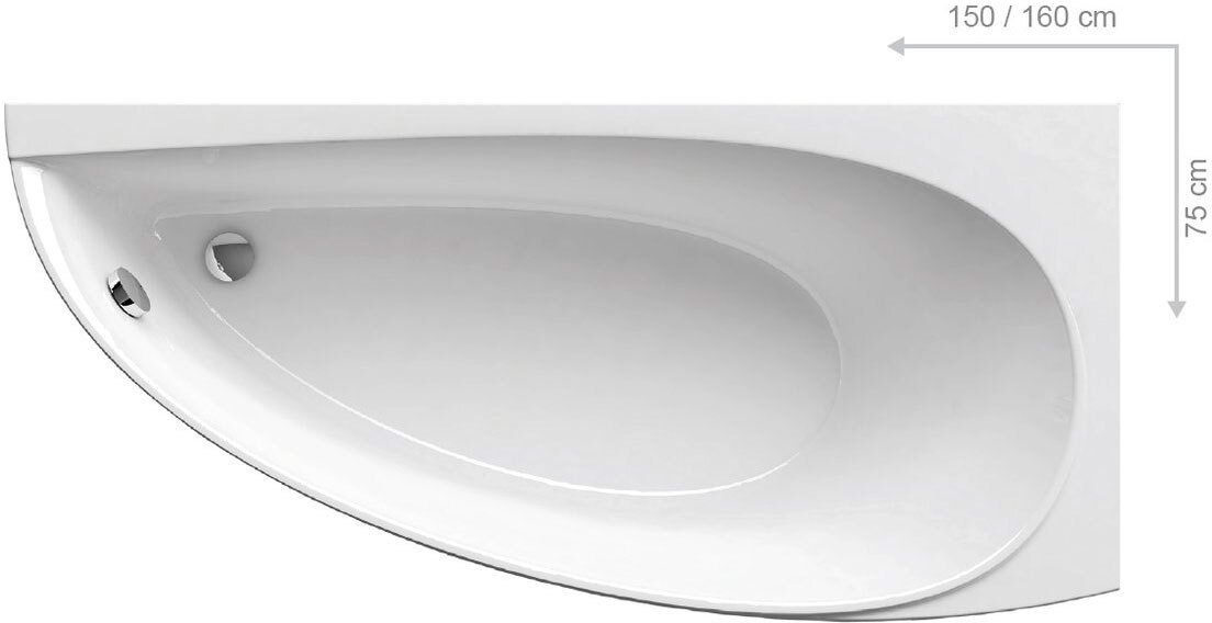 Ванна AVOCADO 160 правая, белая