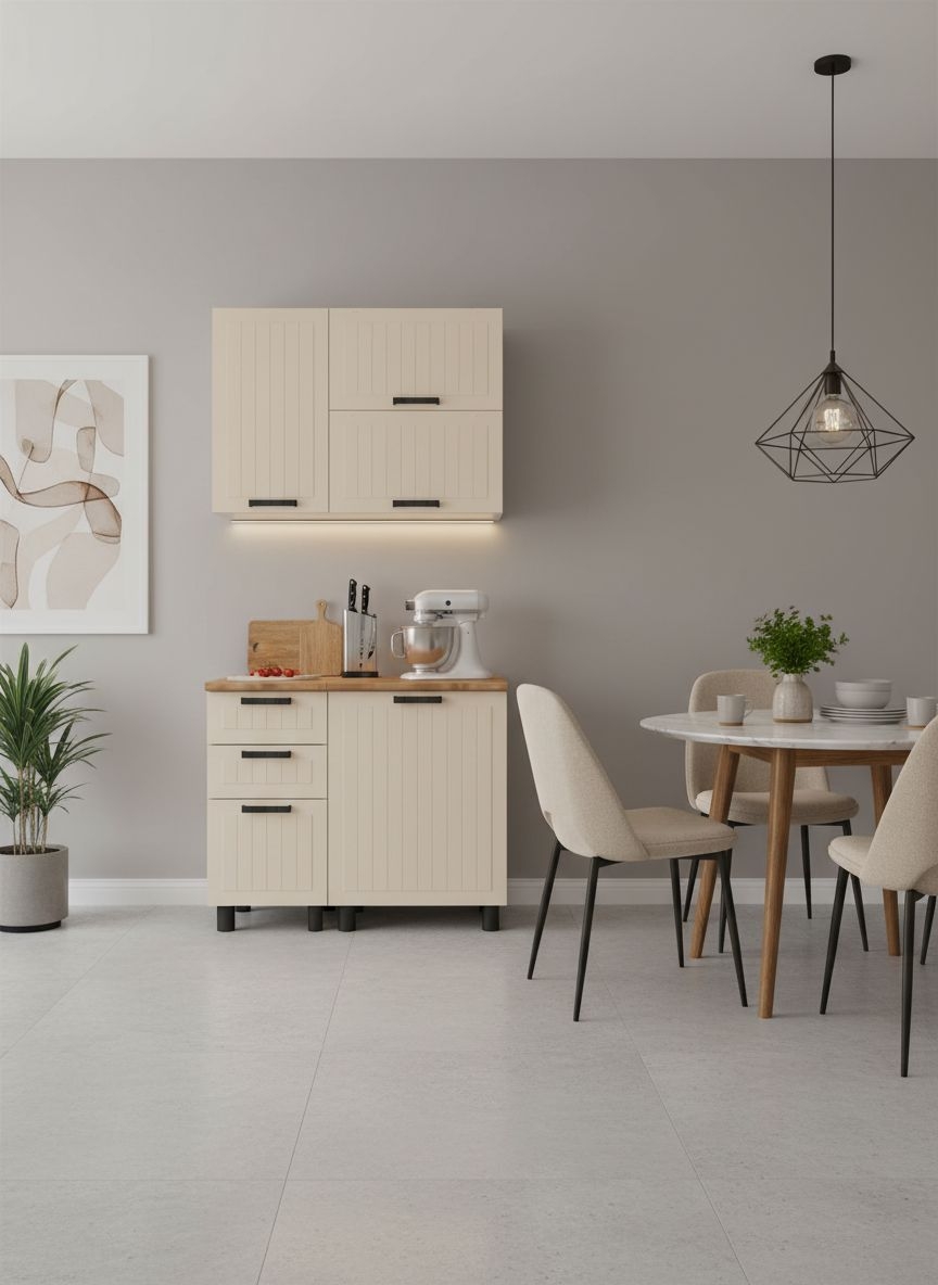 МК Аленушка 1м с 3 ящ Орхидея Крем,скоба черный,сонома