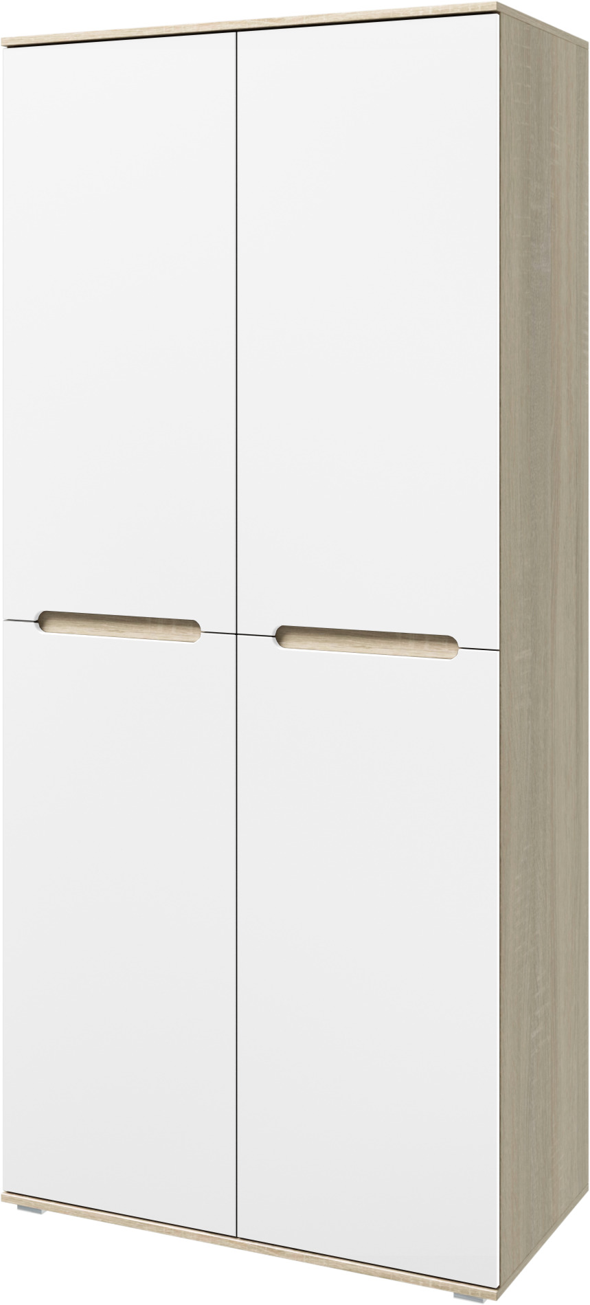 Шкаф двухстворчатый Ким, Белый глянец холодный, Сонома