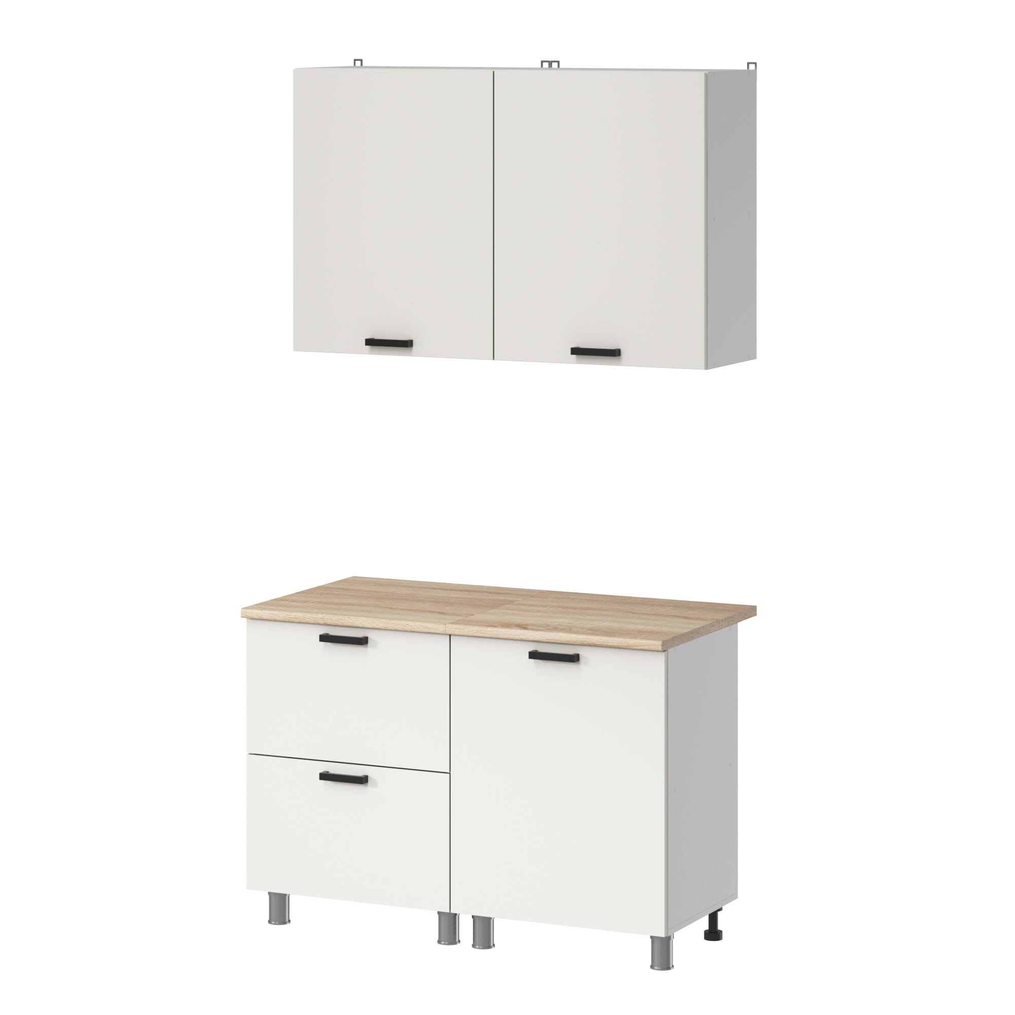 МК Аленушка 1,2м с ящ. Лаванда Молочный,скоба черный,сонома