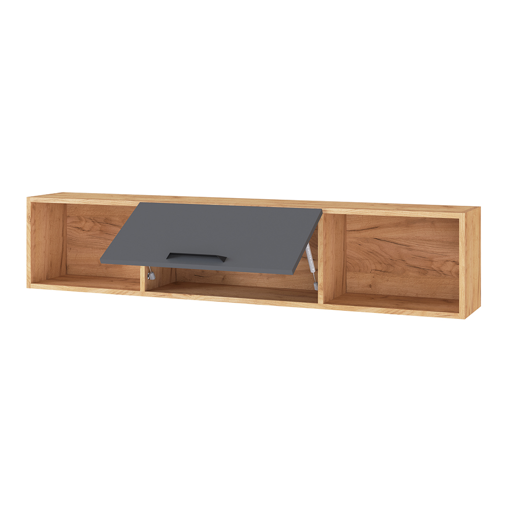 Полка навесная 1450 Квартет-13, дуб крафт/графит