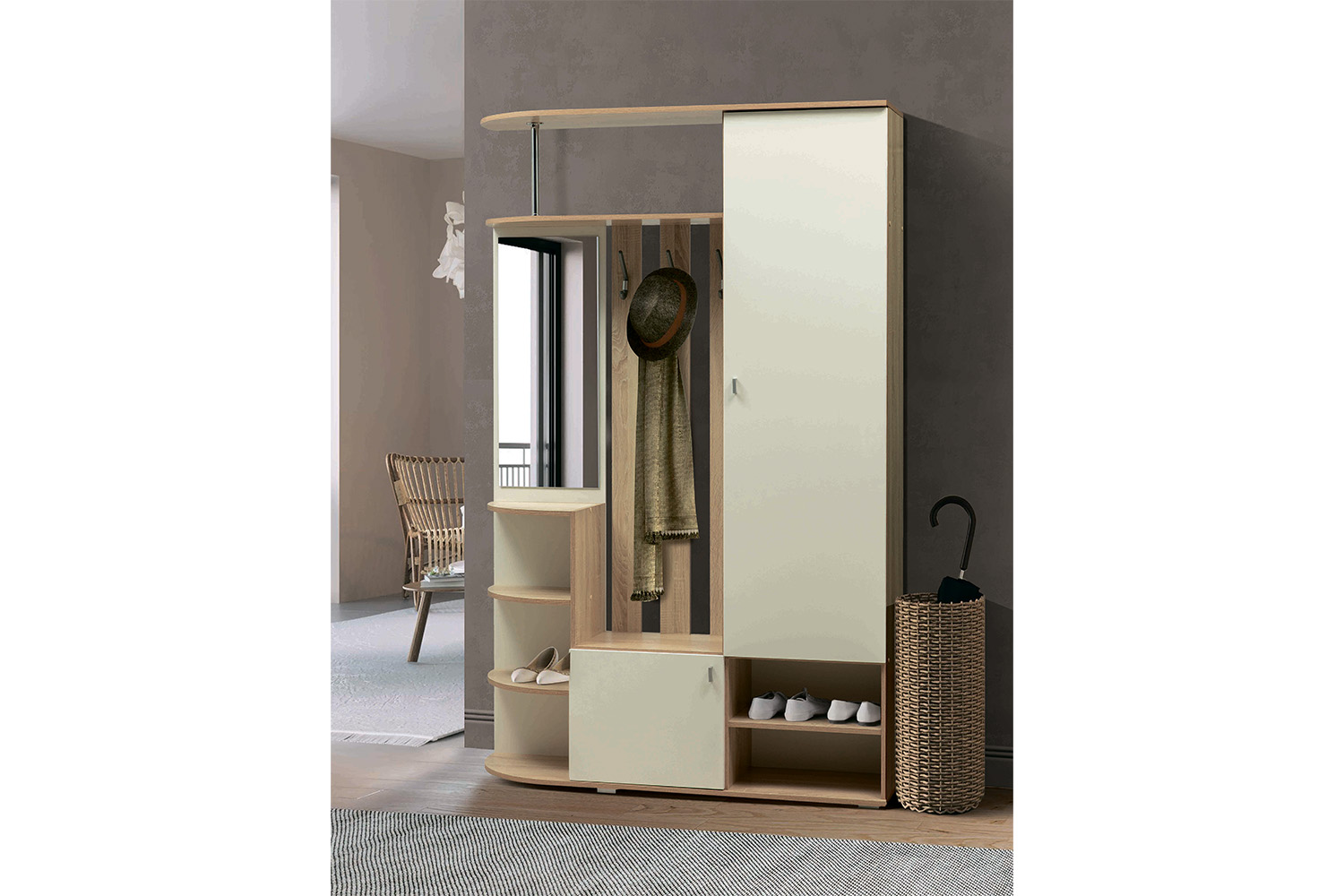 Прихожая Кармен-7, Дуб Сонома, Белый