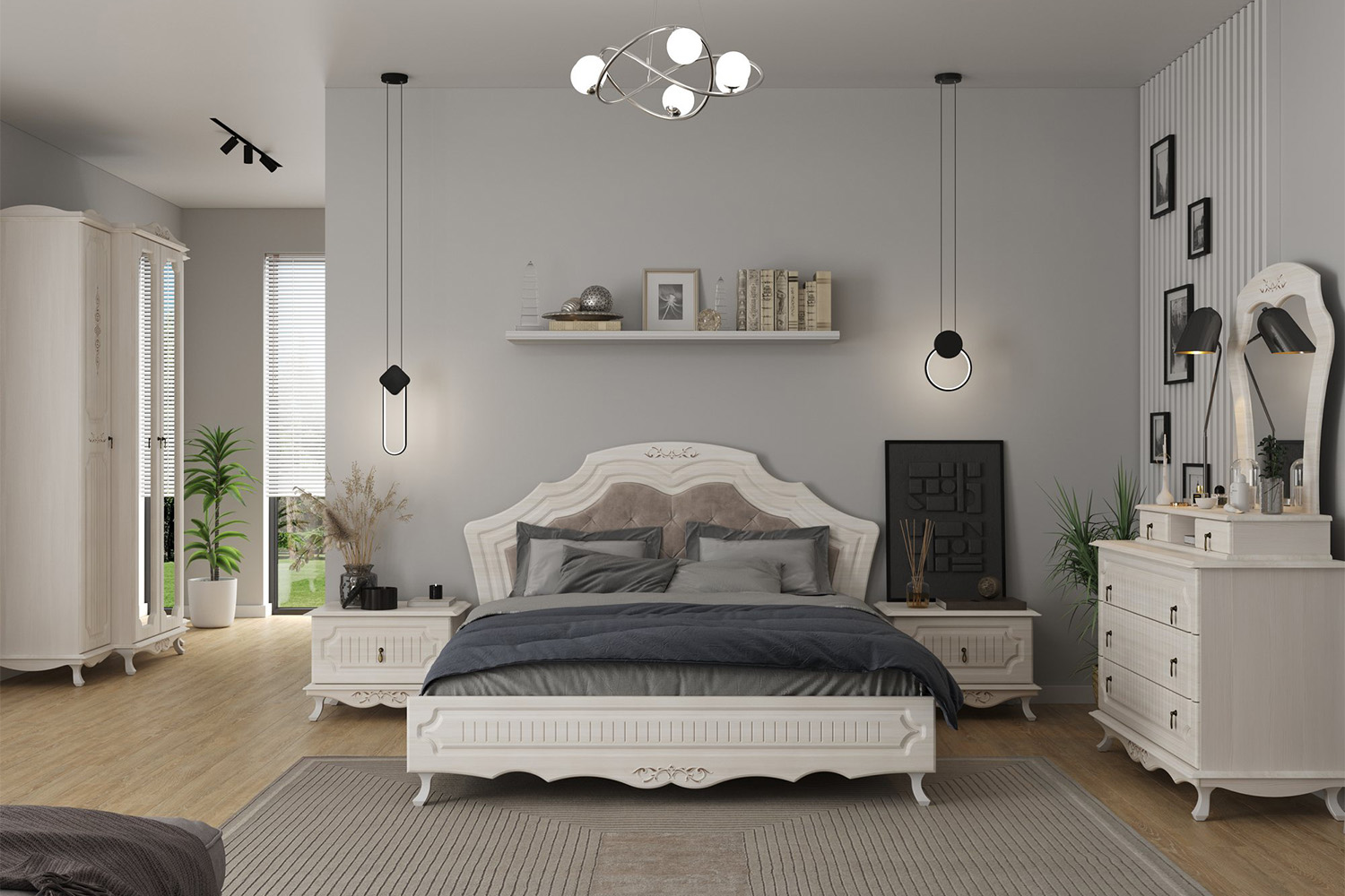 Тумба прикроватная Кантри 06.70, Вудлайн кремовый, Белый