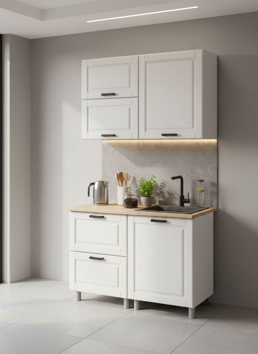 МК Аленушка 1,2м с ящ.в 2 Астра Молочный,скоба черный,сонома