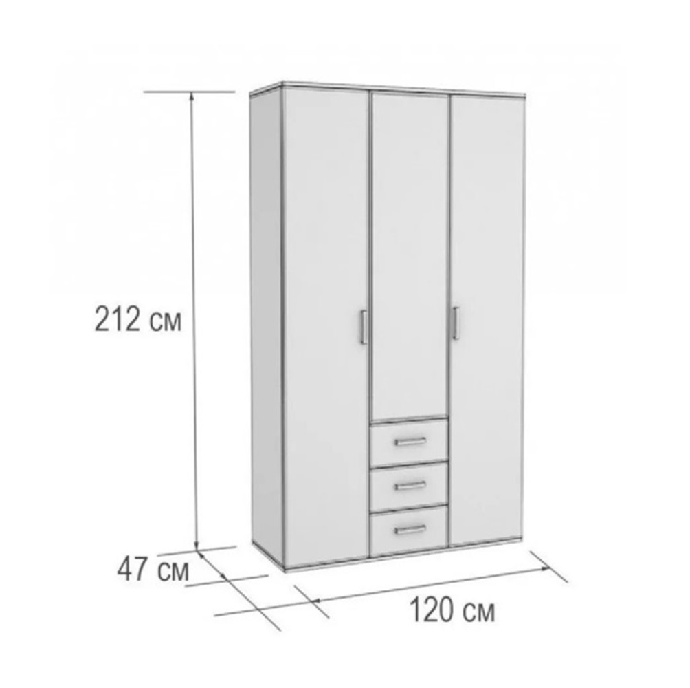 Шкаф трехдверный Белла, венге/ясень белый