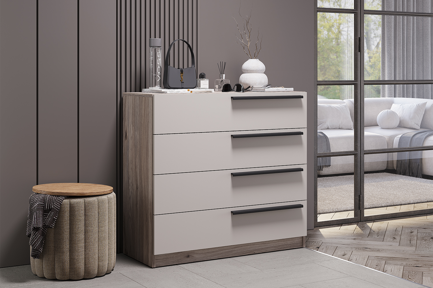 Комод КМ-02, Дуб смоки, Кашемир Комод КМ-02, Дуб смоки, Кашемир