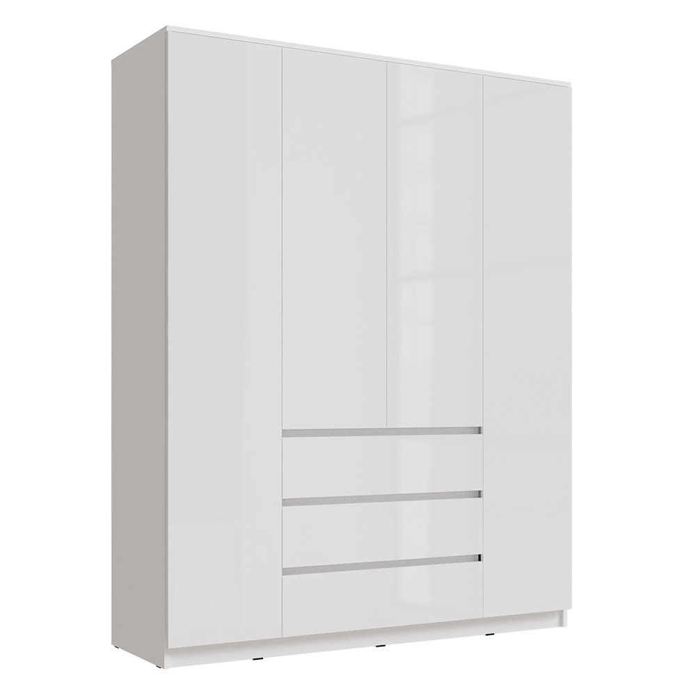 Шкаф четырехстворчатый Челси, Белый глянец холодный, Белый