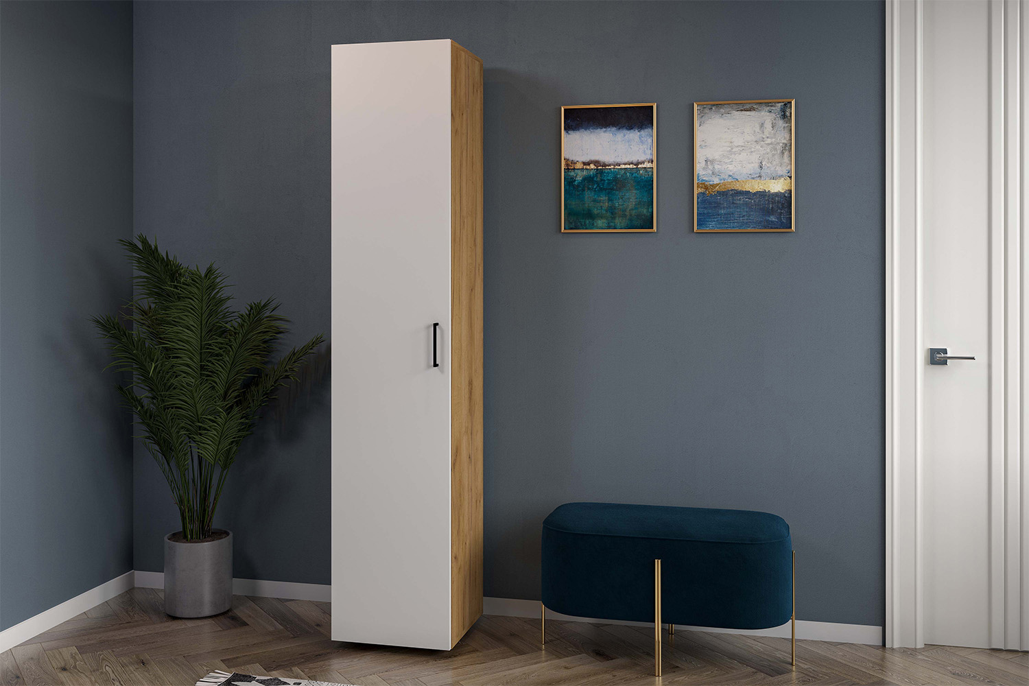 Пенал ПН 6 (Серия 2), Дуб золотой, Белый