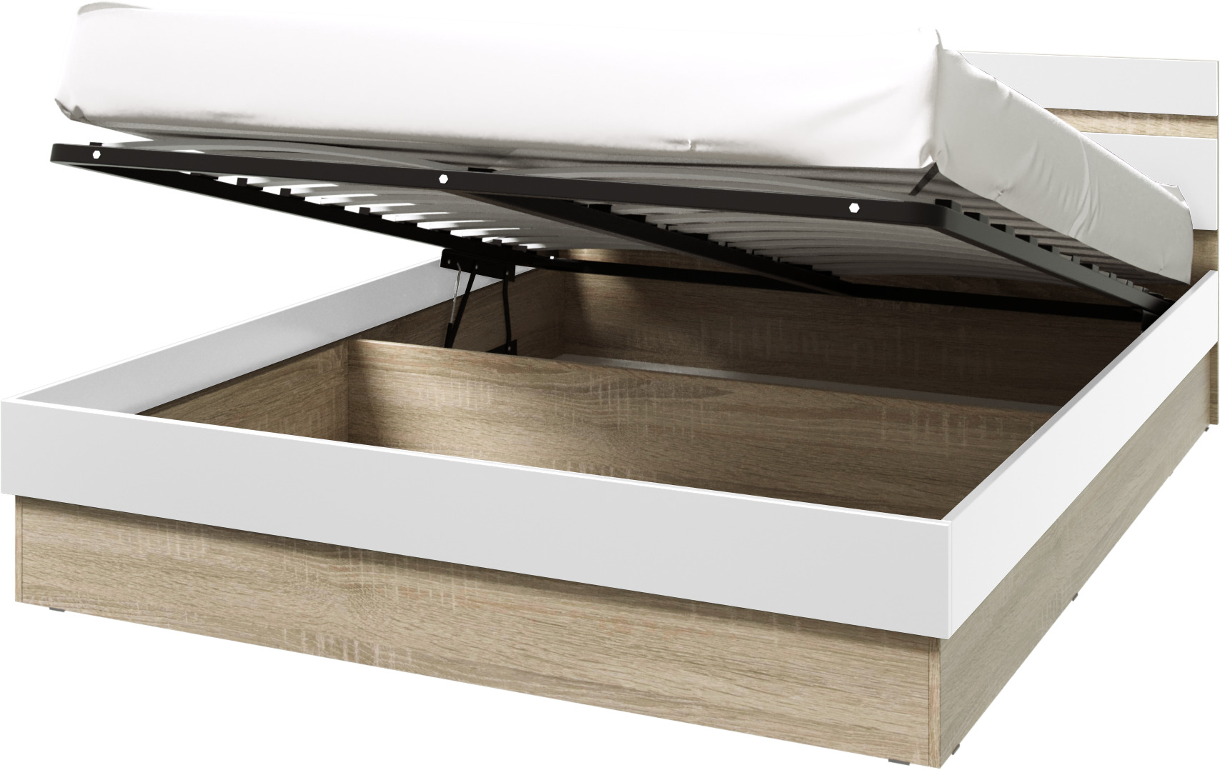 Кровать Ким с подъемным механизмом 1,4м, Белый глянец холодный, Сонома