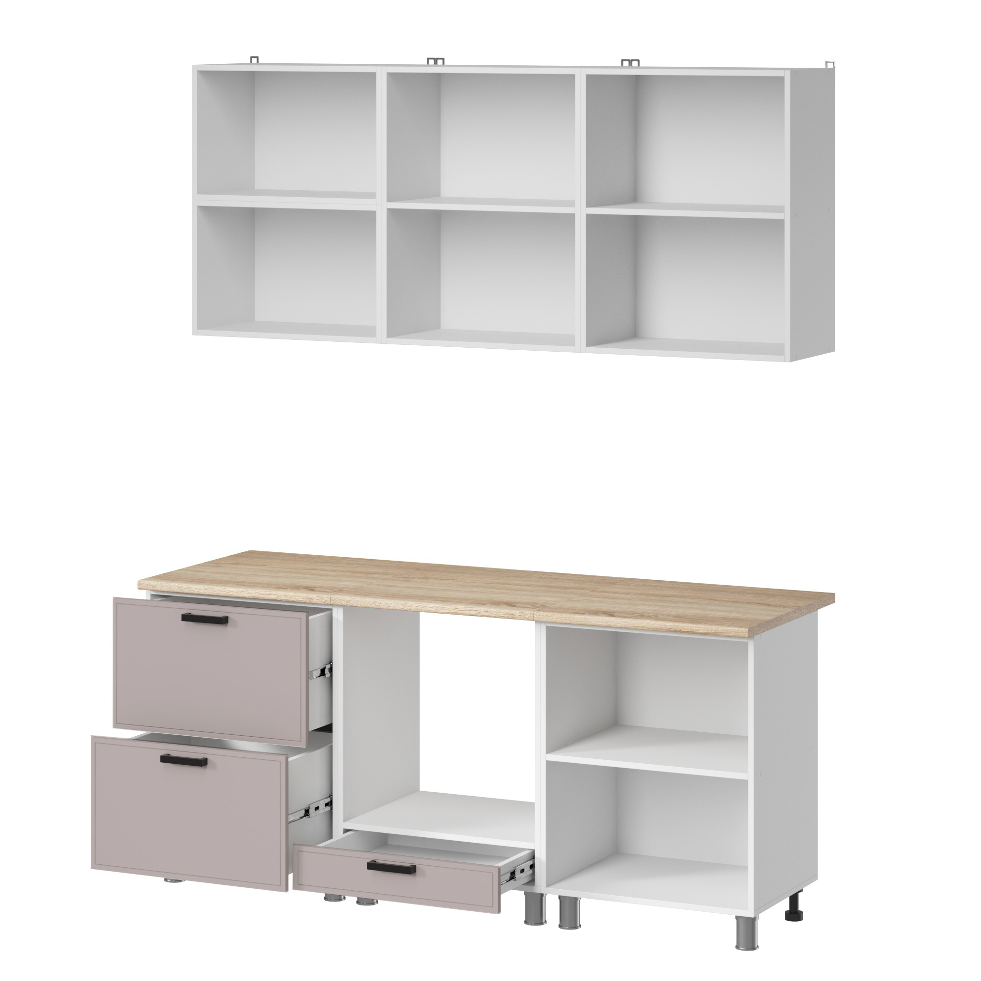 МК Аленушка 1,8м Магнолия Кашемир,скоба черный,сонома