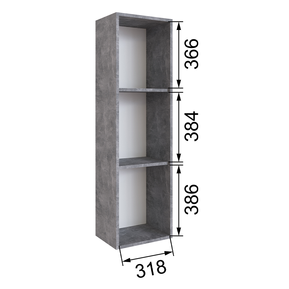 Шкаф навесной закрытый Малави МШ3, Ателье светлое, Белый глянец