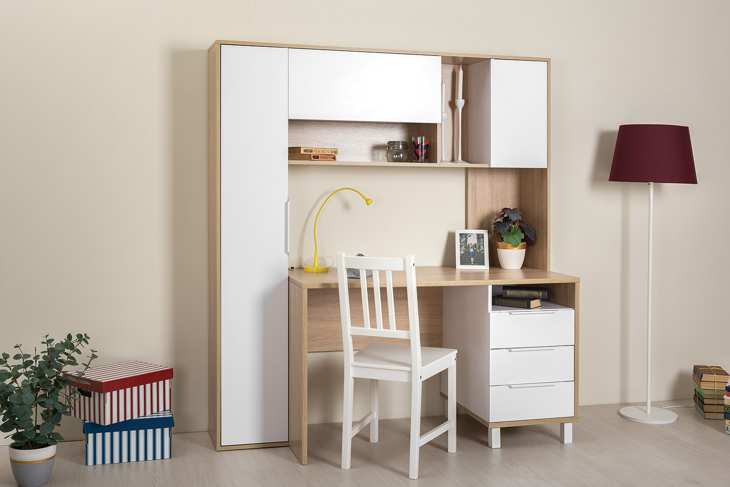 Стол рабочий Комфорт 12.95 N, Дуб сонома, Белый