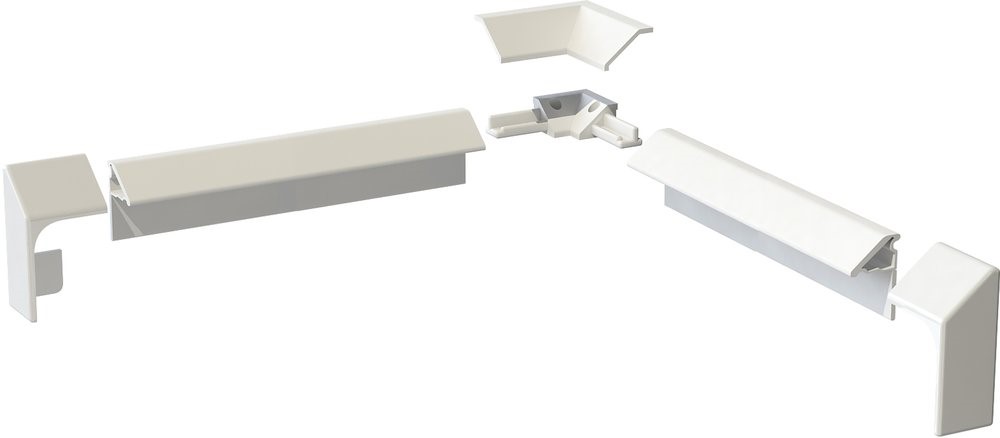 Бордюр декоративный для ванн и поддонов, 195см /белый глянцевый/ (проф.2шт+соед.угол 2шт+декор.накл.угол 2шт+торц.декор.накл.L+R) комплект