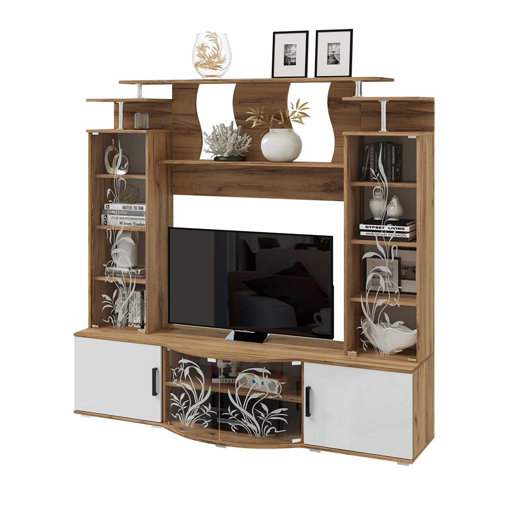 Гостиная Виста, Белый глянец холодный, Дуб Крафт Гостиная Виста, Белый глянец холодный, Дуб Крафт