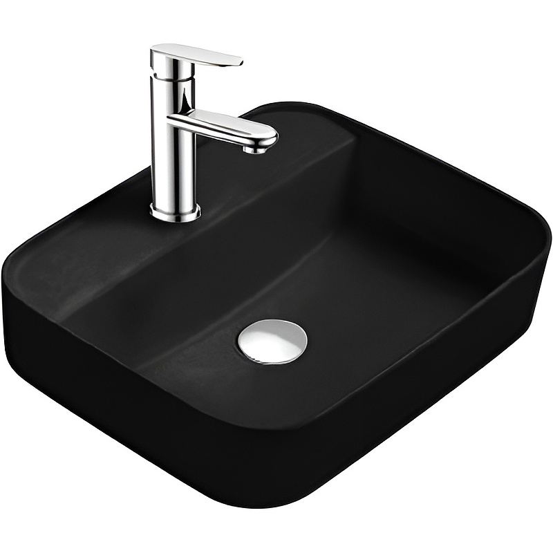 AQ5506-MB ВЕГА раковина 500*395*140 для установки на столешницу, матовый черный