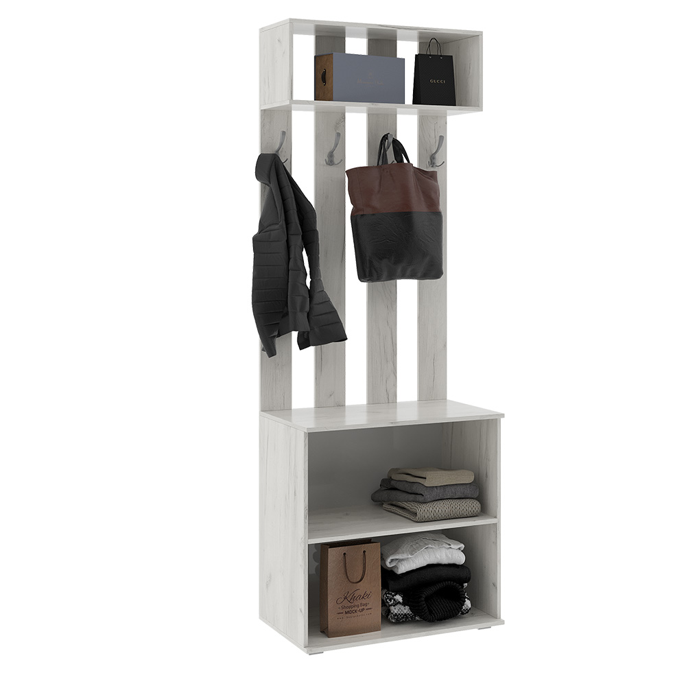 Тумба с вешалкой Ева, Дуб крафт белый