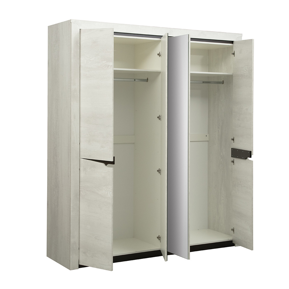 Шкаф четырехдверный Лючия 33.01, Бетон пайн белый, Венге