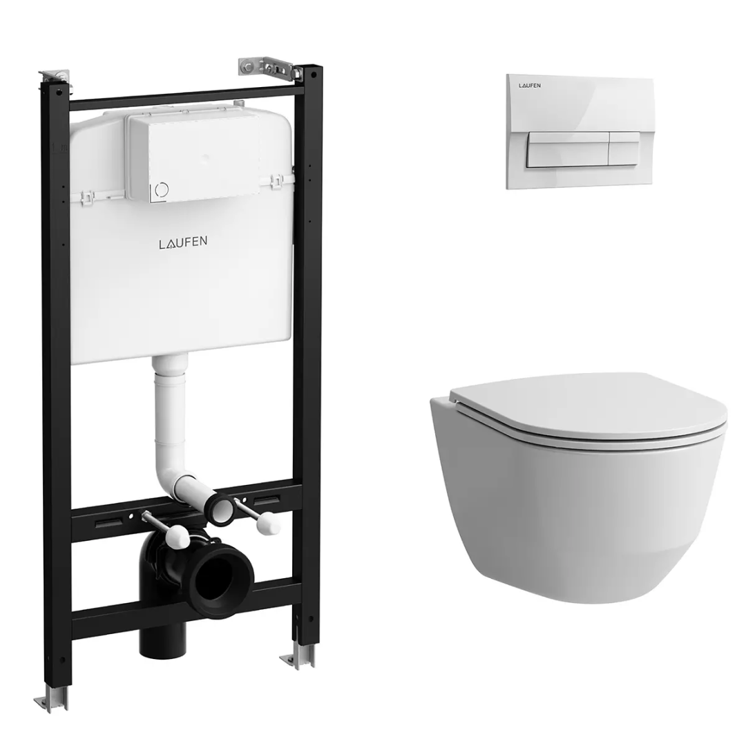 Z.RU93.0.761.6 ПЭК PRO чаша унитаза подвесная, безободковый смыв Rimless, инсталляция, сиденье с крышкой тонкое, панель смыва белая,