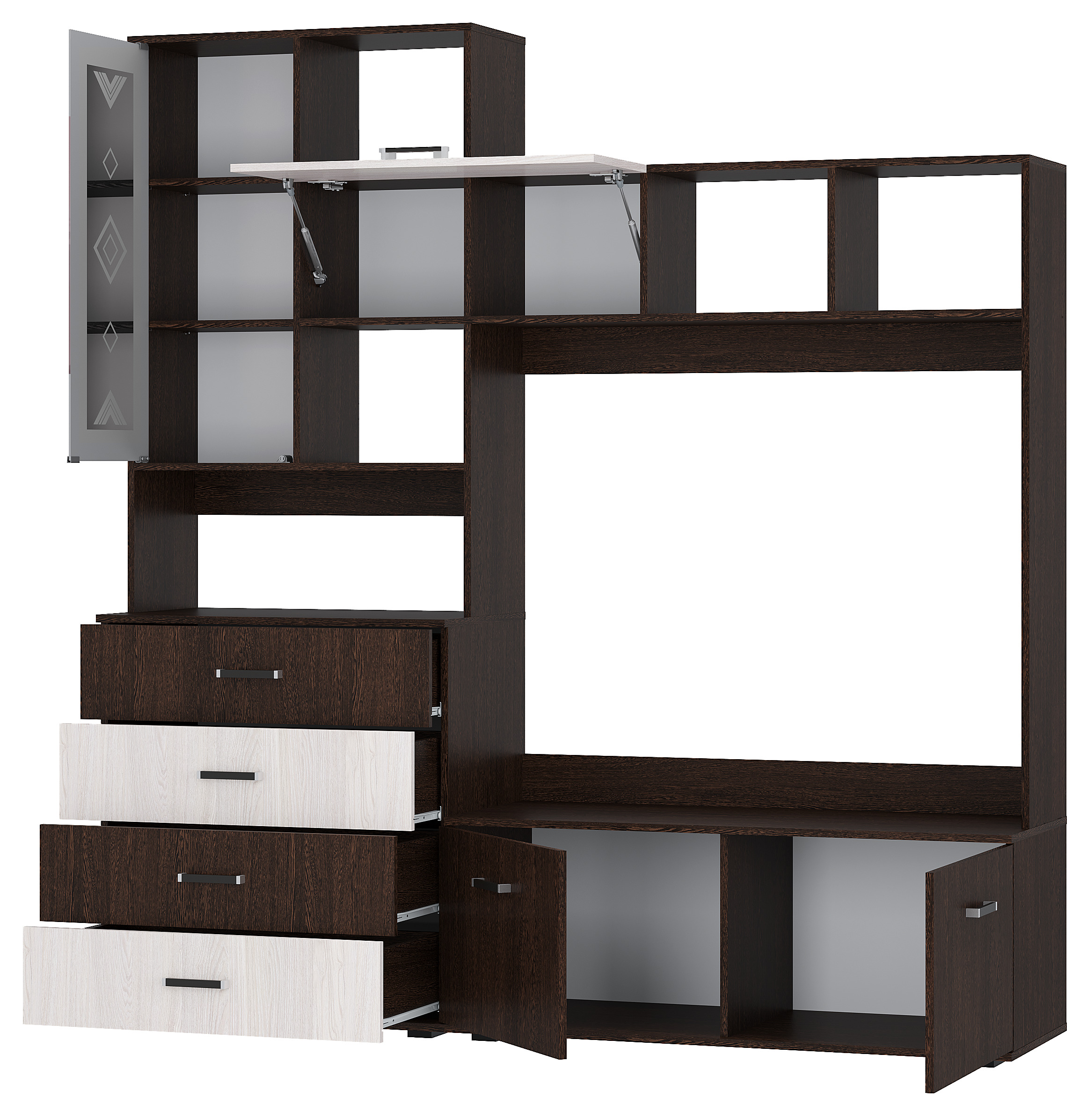 Гостиная Белла, венге/ясень белый. Комплект 2