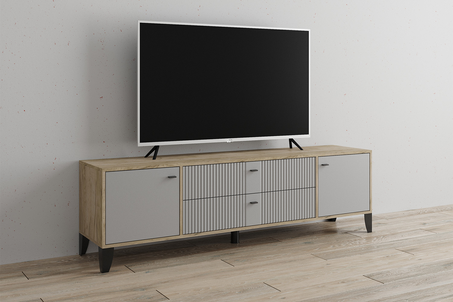 Тумба под телевизор Парус-10, Дуб крафт серый, Серый