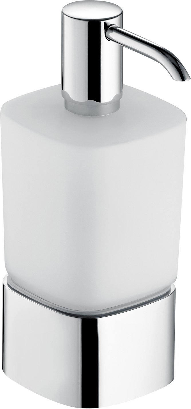 11654019001 ELEGANCE Дозатор для жидкого мыла настольный, матовый хрусталь, помпа сверху, хром
