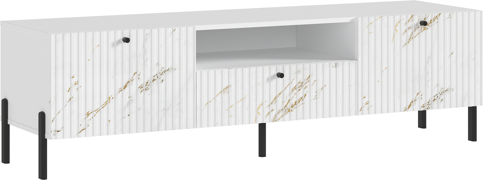 Тумба ТВ Оливия (малая) (металл), Белый, Мрамор золото