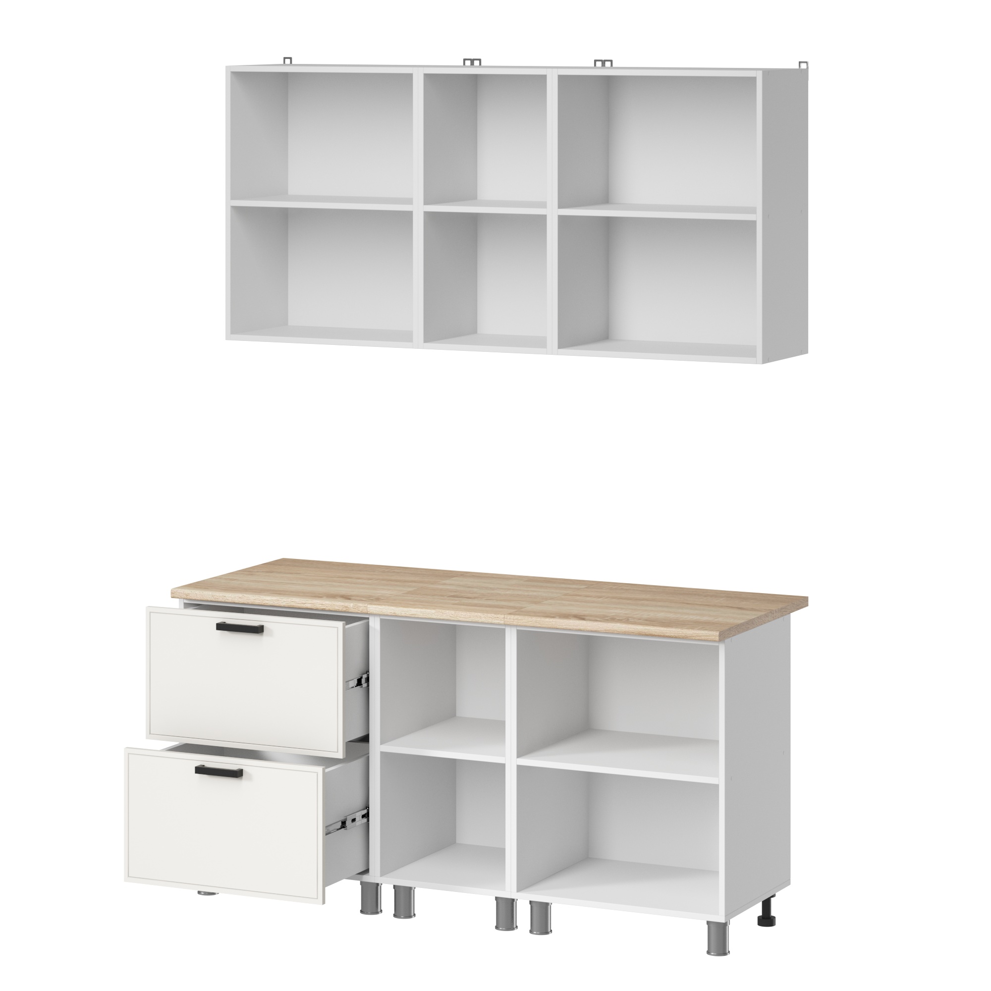 МК Аленушка 1,6м в.4 Магнолия Молочный,скоба черный,сонома