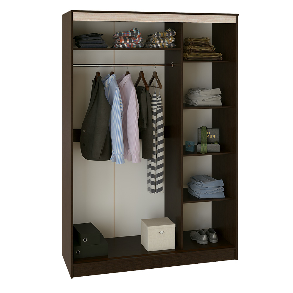 Шкаф-купе Сакура 1,5м, Дуб беленый, Венге