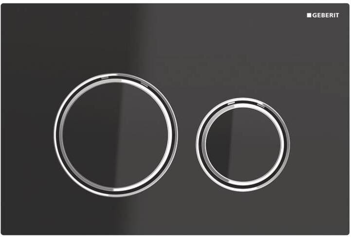 115.884.SJ.1 Смывная клавиша Geberit Sigma21, двойной смыв к 111.300/350/361/362/380/390/796 : стекло чёрное, глянцевый хром